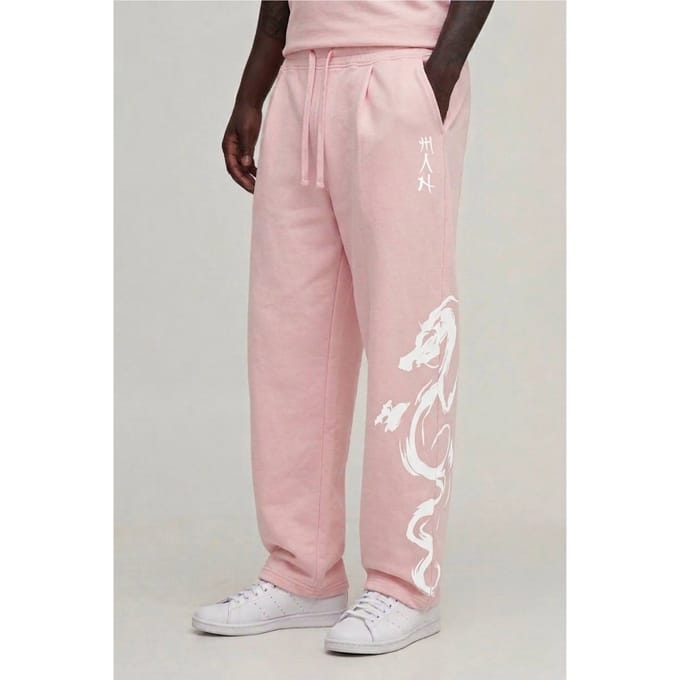 Joggingbroek Met Ballonpasvorm En Drakenprint Gewassen | Pink | Size Medium