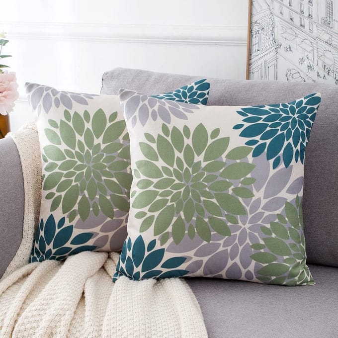 Kussenhoezen 40x40 cm Geometrisch Bloemmotief Set van 2