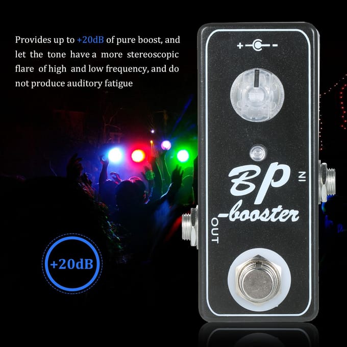 MOSKY Audio Mini Gitaarpedalen BP Booster Clean Boost Effect Type True Bypass-schakeling voor gitaar zwart