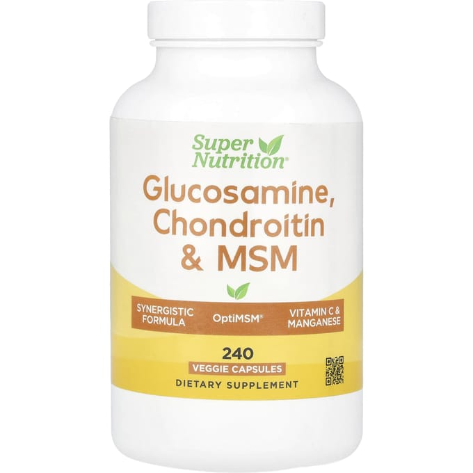 Super Nutrition, Glucosamine, Chondroïtine et MSM, 240 capsules végétales