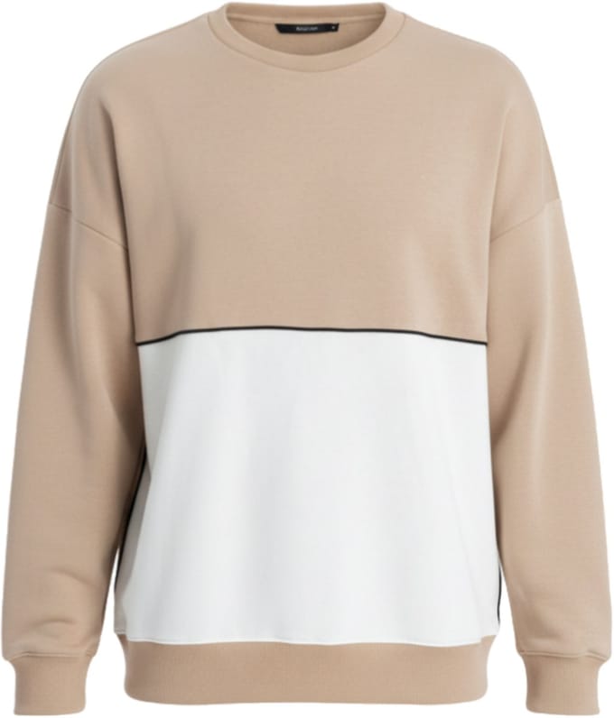 OMBRE Sweater - Katoen - Lange Mouw - Effen Beige L