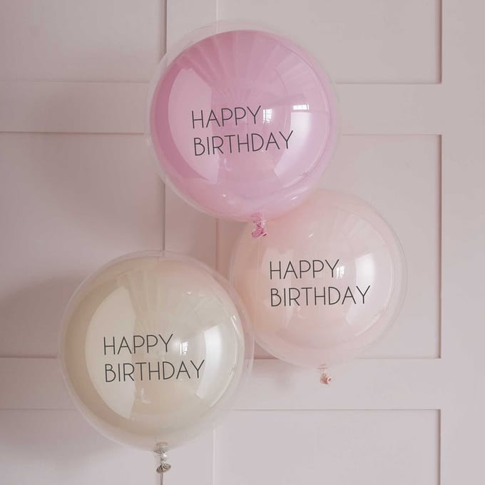 Ginger Ray - Ginger Ray - 3 Pink Double Layered Happy Birthday - 18 inch