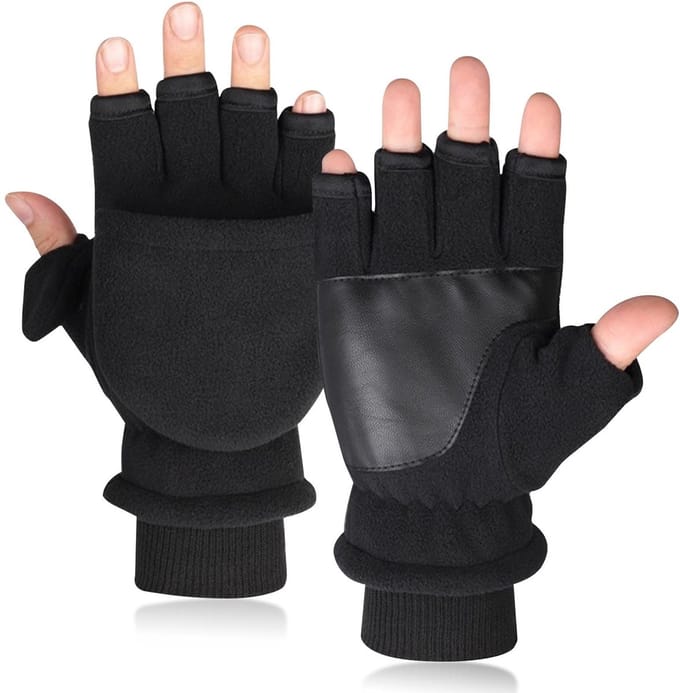 Dailygoods - Heren 3M Thinsulate Fleece Mitten - Vingerloze Wanten met Flap