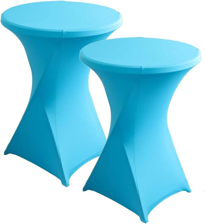 Statafelhoezen Set - Bartafelhoezen - Feestelijke Aankleding - 4-weg Stretch - Ø 80-85 cm - Blauwe Zee