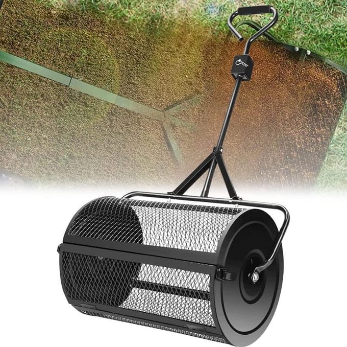 Compoststrooier - Gazonstrooier Tuinstrooier - Gazon Bemesten - Gegalvaniseerd Staal - 24 Inch - Zwart Groen