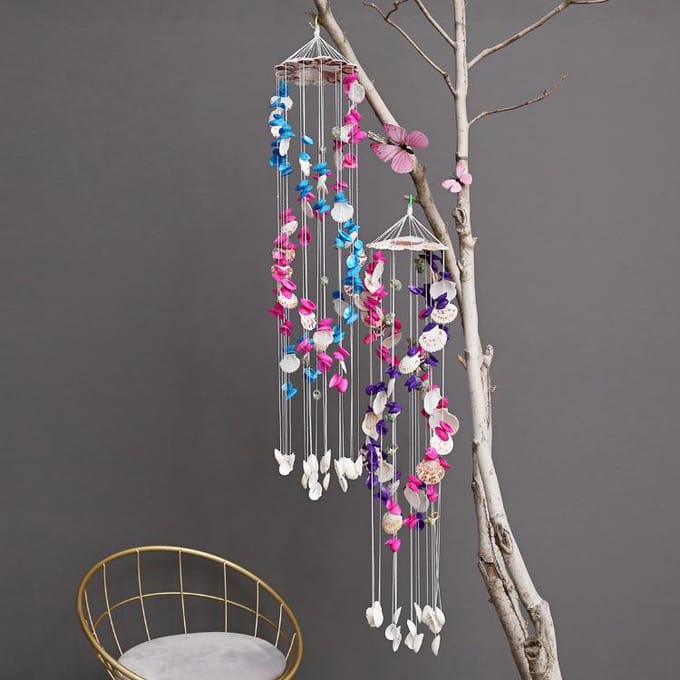 Coquillages colorés exquis style japonais double dragon couleur blanche carillon éolien mode bijouterie shell