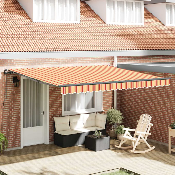 vidaXL - Uitschuifbare - luifel - Geel - en - Oranje - 400 - × - 300 - cm