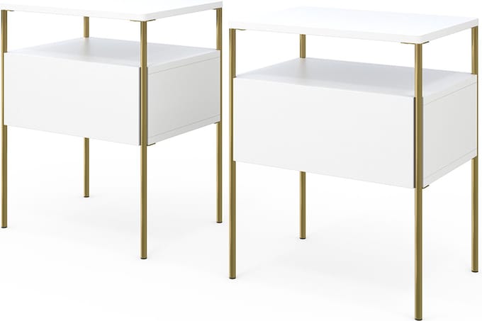 Vicco Mira Nachtkastje – Set van 2 Wit/Goud