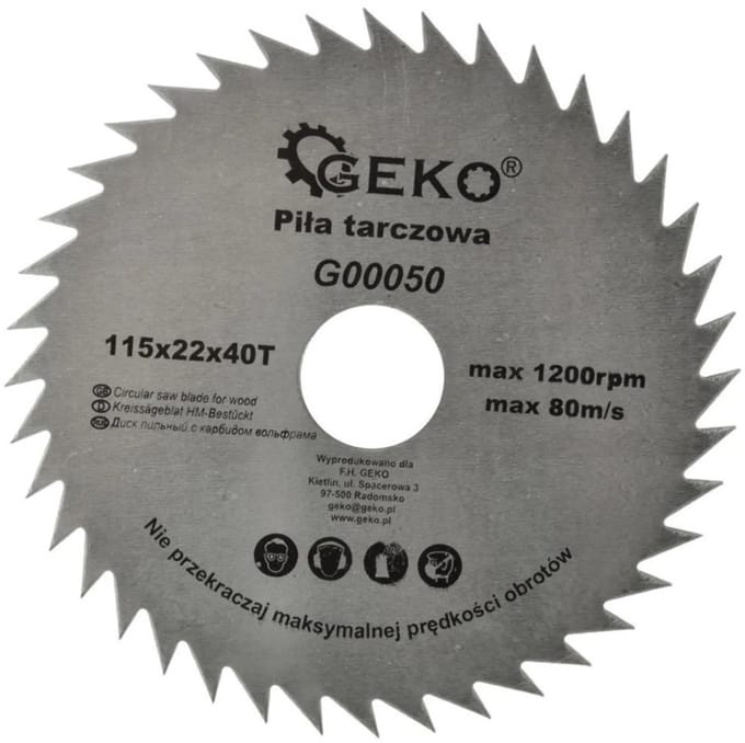 GEKO Cirkelzaagblad - Houtbewerking - 115 mm - 40 Tanden - Staal