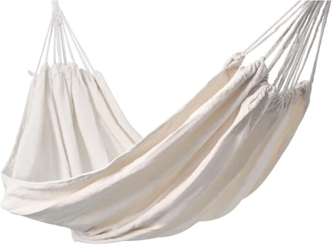 Kampeerhangmat Dubbel - Draagbare Hangmat - Buiten Ontspannen - Met Spreidstokken - 190x150cm - Wit