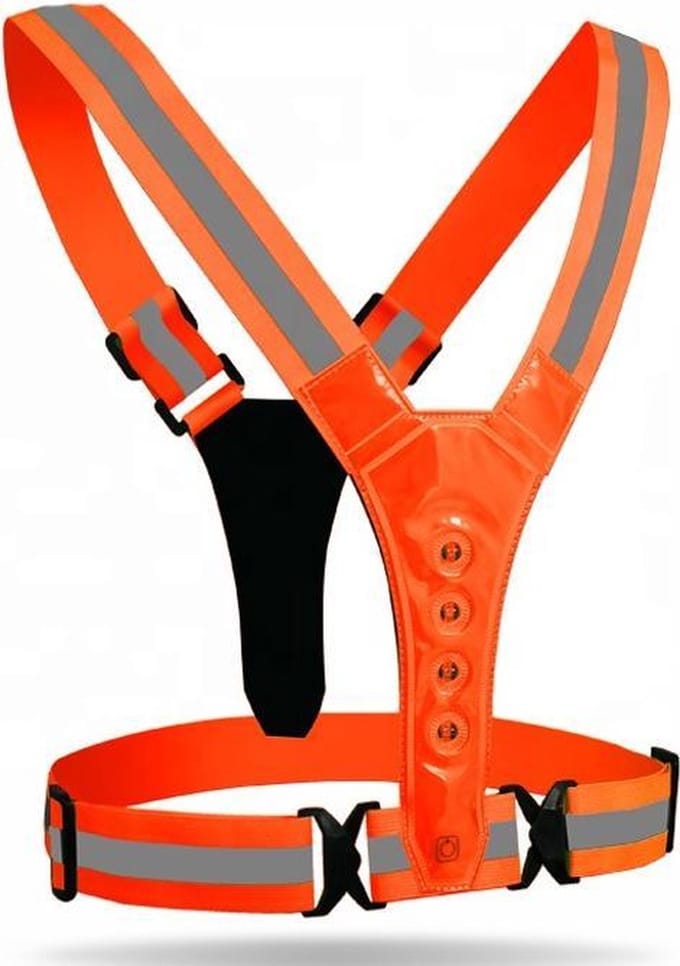 Jonyx - Hardloopvest - LED verlichting - Veiligheidsvest - Oranje met witte verlichting - One size