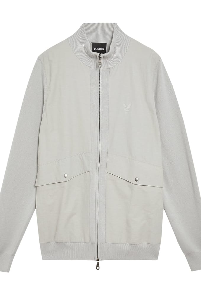 Lyle & Scott Milano Hybrid Full Zip Knitted Jacket Grey Mirage Taglia: S | Giacche leggere Outlet | Uomo | Grigio