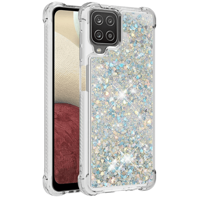 Mocaa Samsung Galaxy A12 Valbestendig  Glitter Hoesje  Zilver