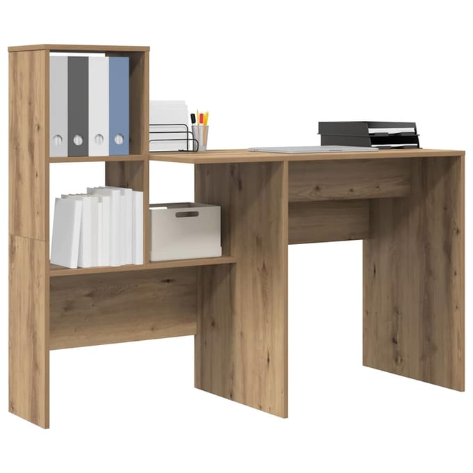 vidaXL - Bureau - Artisan - Eiken - Bewerkt - hout - 131,5 - x - 50 - x - 106,5 - cm