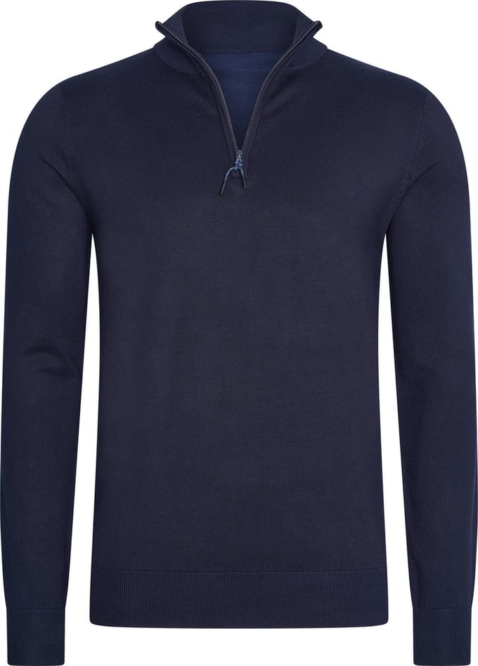 Mario Russo Half Zip Sweater - Trui Heren - Sweater Heren - Coltrui Heren - Navy - M