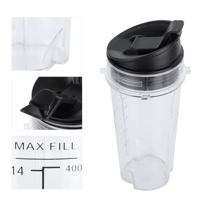 16oz Vervangbeker Blenderbeker Container met Klapdeksel Geschikt voor Nutri Ninja Blender Accessoires white