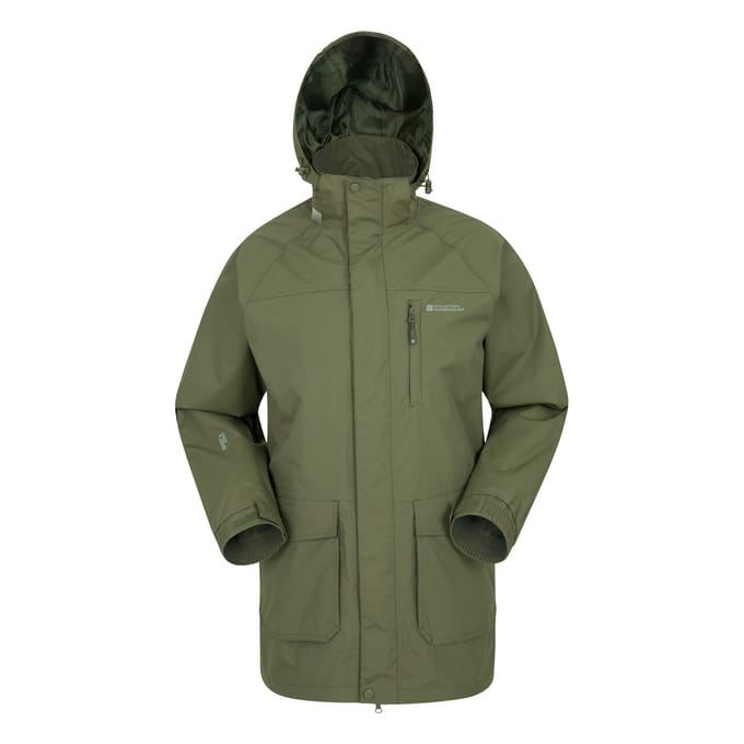 Mountain Warehouse Heren Glacier II Lange Waterdichte Jas (Groen)