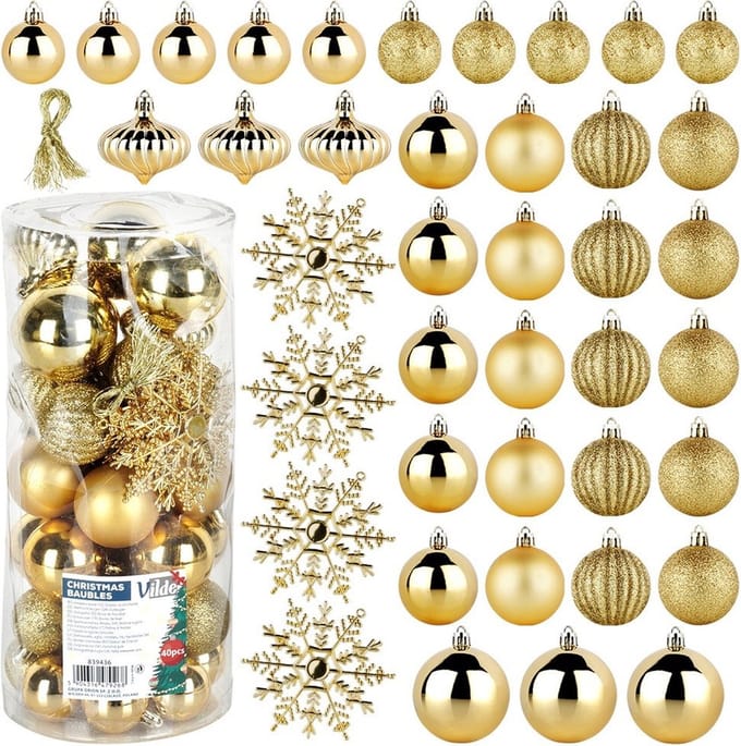 Kerstballen Set Onbreekbaar 4 / 5 / 6 / 10 cm 40 stuks - Kerstdecoratie