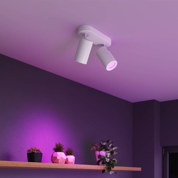 Calex Smart Plafondlamp - 2-Lichts - Slimme Opbouwspot - Ovaal - Wit