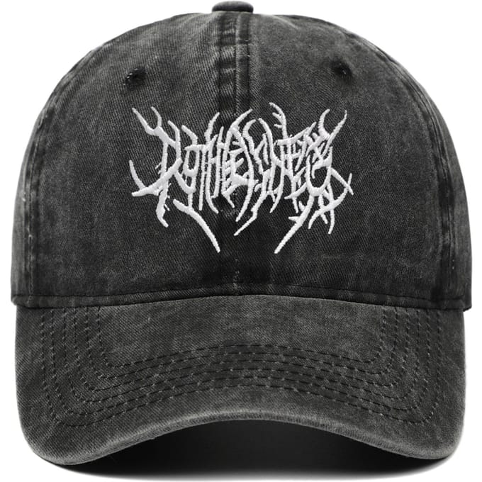 Trendy Geborduurde Rock - Stijl Baseballpet Met Uniek Logo black