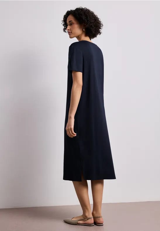 Midi-jurk met korte mouwen en splitdetail