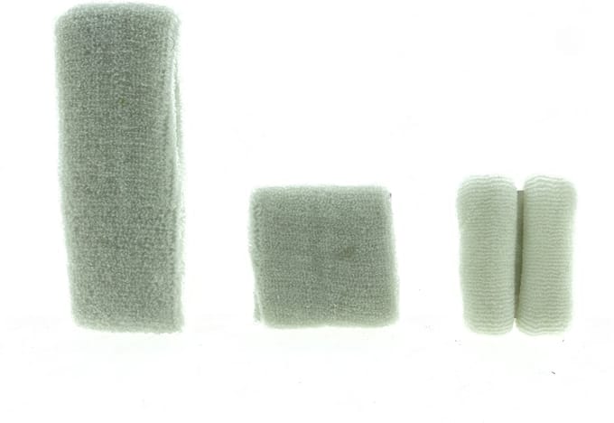 Witte zweetband, hoofdband en twee elastische banden