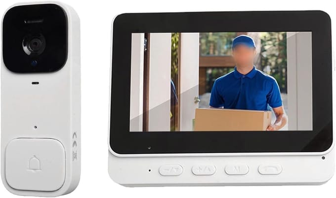 Videodeurbel met display - Draadloze intercom - Toegangscontrole thuis - Geen boren nodig - 43 inch scherm - Wit