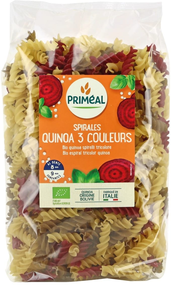 Primeal Organic fusilli 3 kleur tarwe quinoa 500 gram