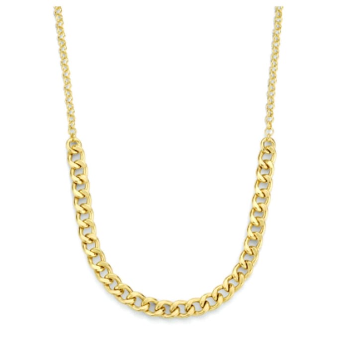 Schitterende Zilveren 14K Gold Plated Halsketting Gourmette 41 cm. MODEL 18 E