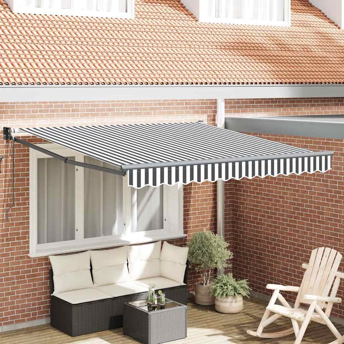 vidaXL - Uitschuifbare - luifel - Geel - met - Witte - Frame - 3 - x - 2,5 - m
