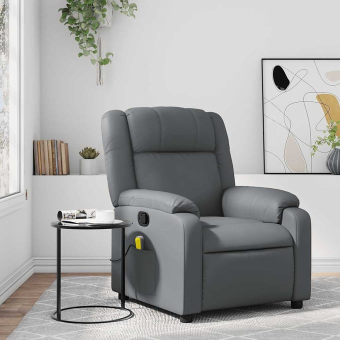 vidaXL - Massagestoel - van - grijs - kunstleer