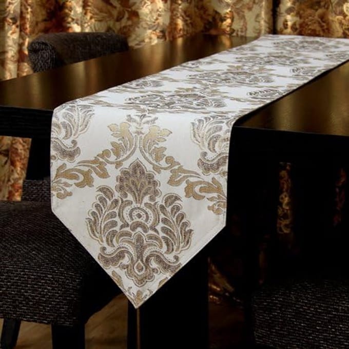 Moderne Jacquard Tafelloper, Beige, 30 * 240cm