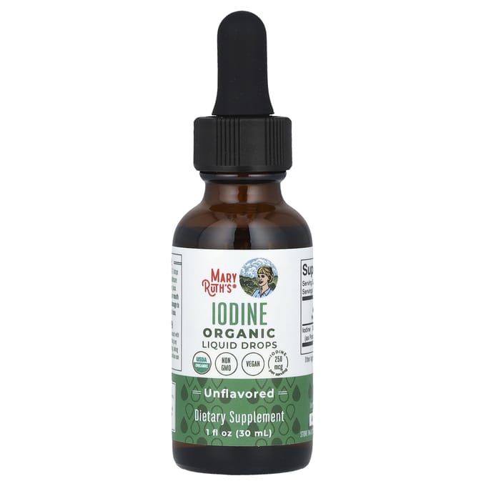 Gouttes Liquides d'Iode Biologique, Sans Arôme, 250 mcg, 1 fl oz (30 ml)