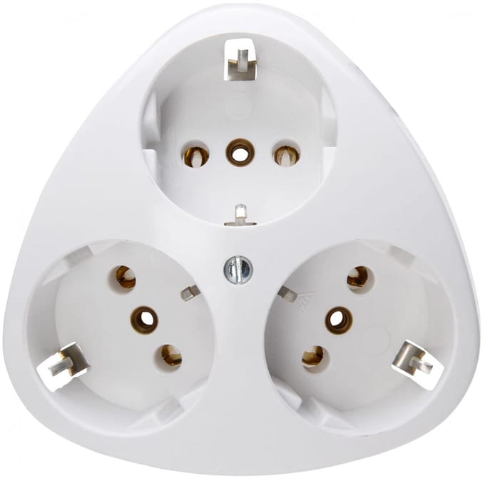 KOPP - Wandcontactdoos - Standard - Opbouw - 3-voudig Stopcontact - Randaarde - Arctic Glans Wit