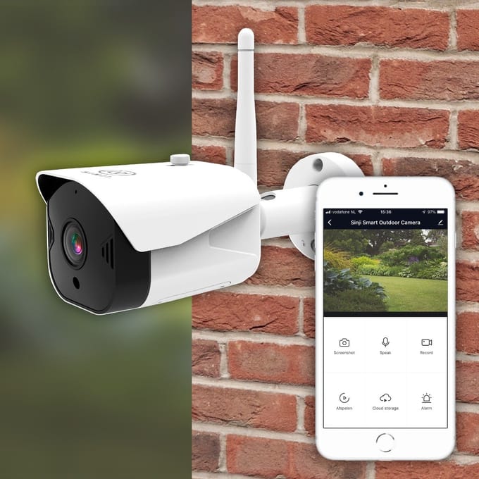 Sinji Buiten Beveiligingscamera - Full HD 1080P - Infrarood 20m - App - 2-weg Audio - Wit