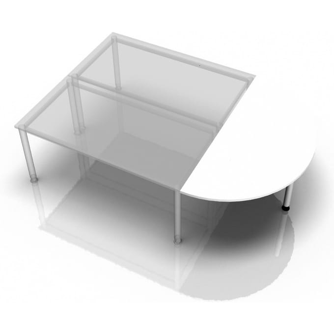 QA160 - Connectie en montageplaten I Aanschuiftafel 160x80 Wit
