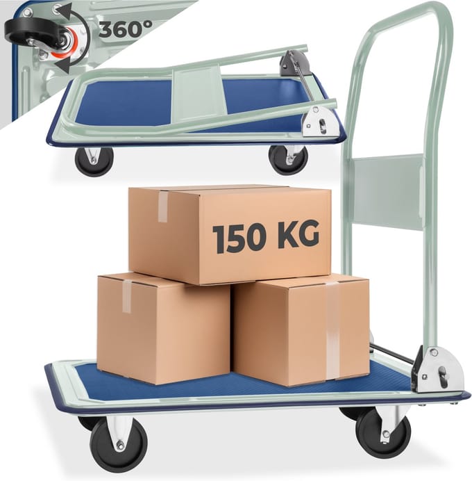 tectake® Transportwagen - Platformwagen - Handkar - Opvouwbaar met Antislip Rubberen Pad - Draagkracht 150 kg