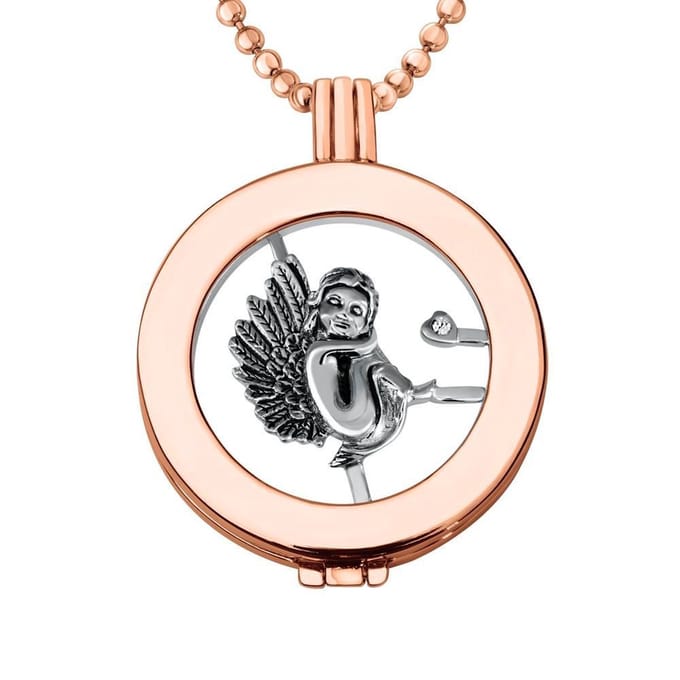Munthouder met Ketting en Munt 33mm Engel - Rosegoudkleurig - ERHS930