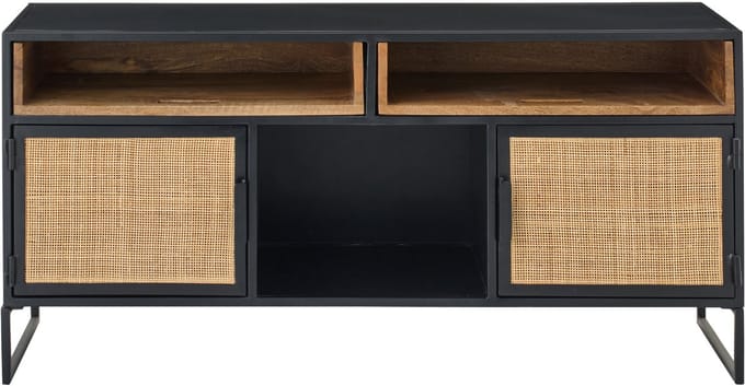 J-Line tv-meubel Rieten Panelen - hout - zwart/naturel