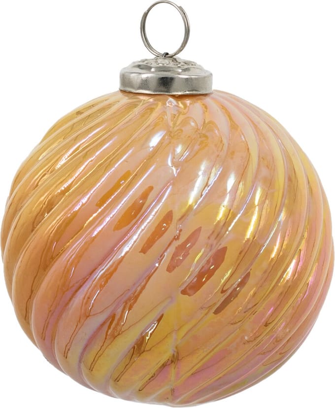 HomeBound by KY | Glazen kerstbal oranje parelmoer | 10x10x10cm | kerstbal