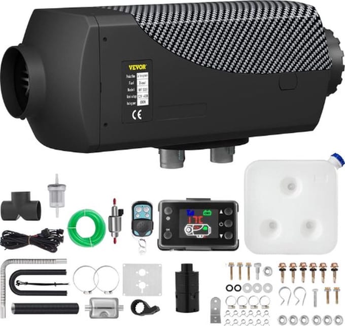 Thuys – Standkachel – Met Afstandsbediening – Diesel Heater – Auto Verwarming – Ventilator – Draagbaar Design – 1,51L Per Uur – Zwart