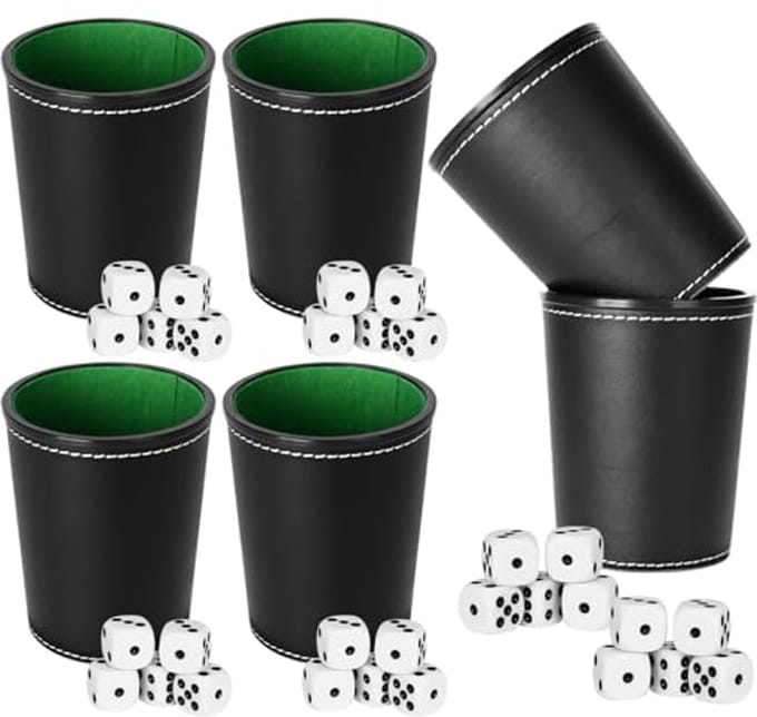 Zwarte Leren Dobbelstenen Set - 36 Dobbelstenen voor Bordspellen en Feestjes