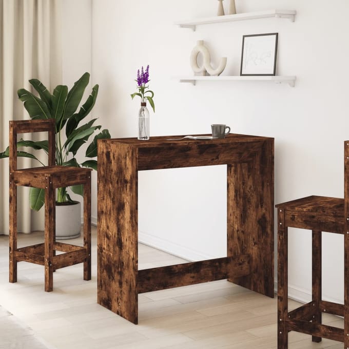 vidaXL - Bartafel - 102x50x103,5 - cm - bewerkt - hout - gerookt - eikenkleur