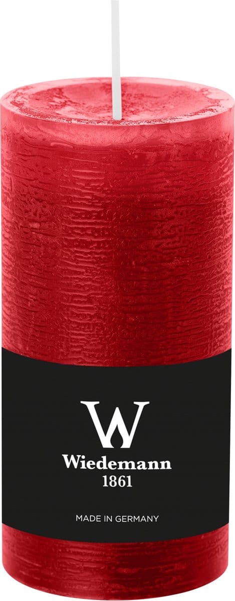 Wiedemann Cilinderkaars/stompkaars - rustieke kaars - rood - 6 x 12 cm - 42 branduren