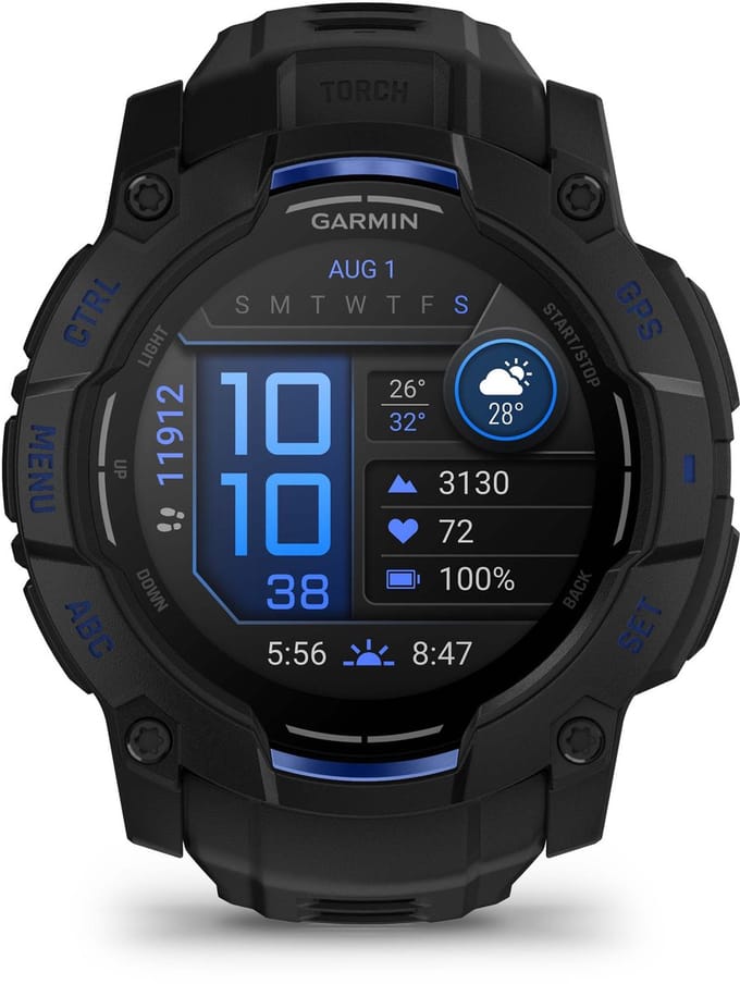 Garmin Instinct® 3 - Smartwatch - 50mm - AMOLED - SuperNova Limited Edition - Zwart met Bolt Blue
