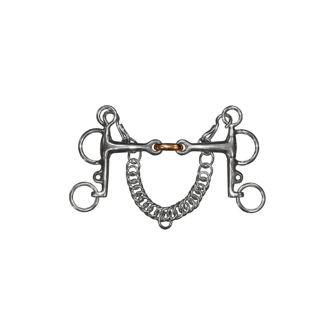 Pelham dubbel snaffle bit met korte schachten voor paarden Privilège Equitation