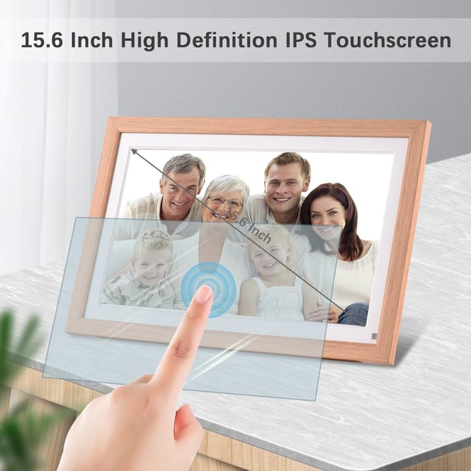 15.6 Inch Groot WiFi Digitale Fotolijst Cloud Digitale Fotolijst Wandmontage 1920*1080 IPS EU Plug beige