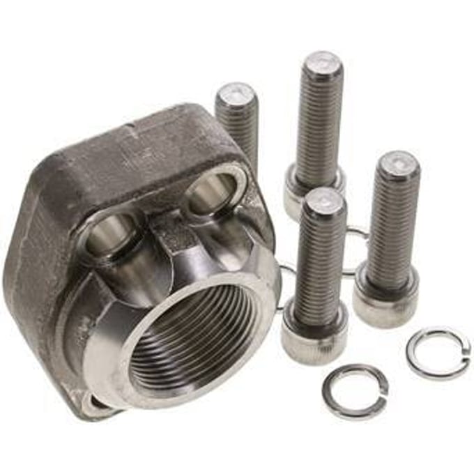 1-1/4'' SAE Flens 6000 psi RVS met G1-1/4'' Binnendraad ISO 6162-2