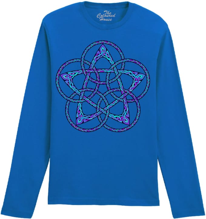 Celtic Knot Five Star Circle Blue The Coloured House Longsleeve T-shirt S