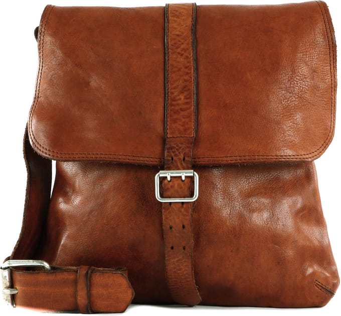 CAMPOMAGGI Leren Schoudertas Saturno Crossbody Bag Cognac Bruine